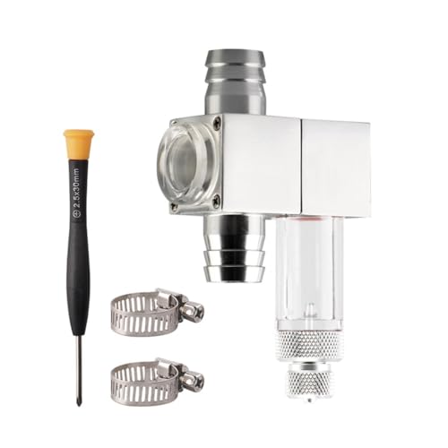 DONGKER Acuario difusor de CO2 reactor externo, aleación de aluminio de 12/16 mm externo en línea CO2 difusor atomizador w/contador de burbujas para acuario plantado