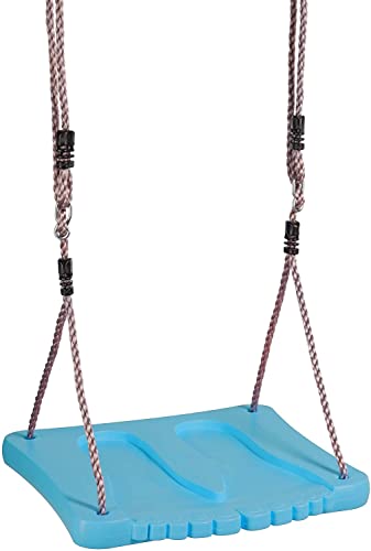 Fjoerdesports Stehschaukel für Kinder in quadratischer Form mit Fußvertiefungen, Höhenverstellbar, robuste Schaukel Kunststoff, Schaukelbrett, Outdoor, rutschfest, Kinderschaukel (Türkis) Cover