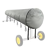 Cubierta de Rodillo Piscina, Carrete Manta Solar- 420D Oxford Cubierta enrollador Impermeable Protector de Polvo Anti-UV con Velcro, para Piscina al Aire Libre (16FT,Gray)