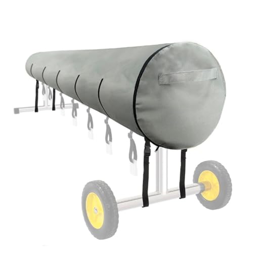 Cubierta de Rodillo Piscina, Carrete Manta Solar- 420D Oxford Cubierta enrollador Impermeable Protector de Polvo Anti-UV CRO, para Piscina al Aire Libre (20FT,Gray)