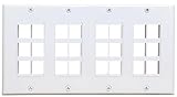 DIYTECH Keystone Wall Plate, 24 Port Keystone Jack Wall Plate, Supports Keystone Jack or Modular Inserts, 24-Port Keystone Plate, In Wall Patch Panel - 4 Gang White
