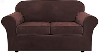 LINGKY Velvet Sofa Cover with 2 Separate Cushion Covers, Stretch Ultra Soft Plush Sofa Slipcover Replacement Anti-Slip Furniture Protector with Elastic Bottom (Deep Teal,3 Seater(173-229cm))