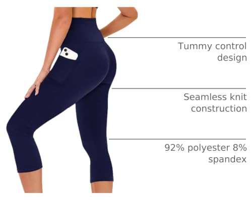 Image of TNNZEET Capri Leggings for Women - Tummy Control High Waisted Soft Yoga Pants for Gym Workout