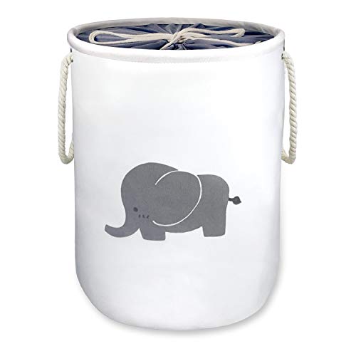 zebrum Laundry Basket,Elephant Basket Nursery,Storage Basket,Washing Basket,Decorative Jumbo Barrel Cotton Organizer Container/Toy Bin/Laundry Hamper,Collapsible&Dual Handles,40x52cm,Large with cover