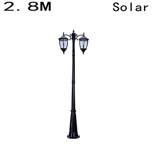 Preisvergleich Produktbild Pumnple 2,8 M LED-Säulenlampe Solarpfostenleuchte Aluminiumguss im Freien, hochpolig, Straßenlaterne, extern, regendicht, rostfrei, Landschaftspfad, Patio, Gartenhof, Deck, Pier, Leuchte, zweifarbig