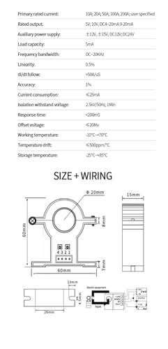 Transductor AC 0-500A JXK-7: Evite sobrecargas con salida analógica 4-20mA 3