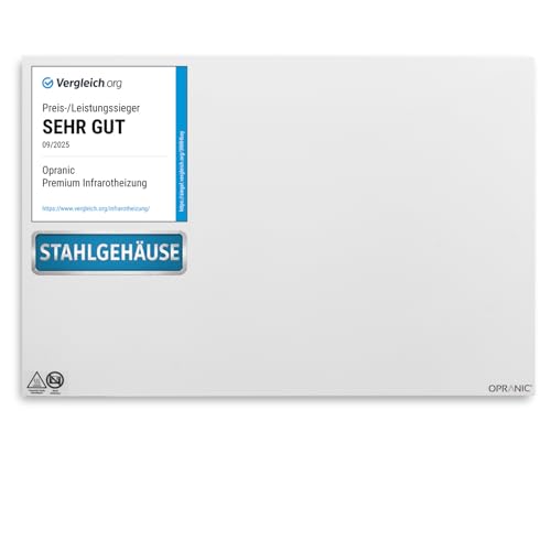 Opranic P5 Premium Infrarotheizung | 5 Jahre Garantie | Infrarot Wandheizung, Infrarotheizung Deckenmontage, StandgeräT, Mobile Heizung (Weiß 300 Watt)-image