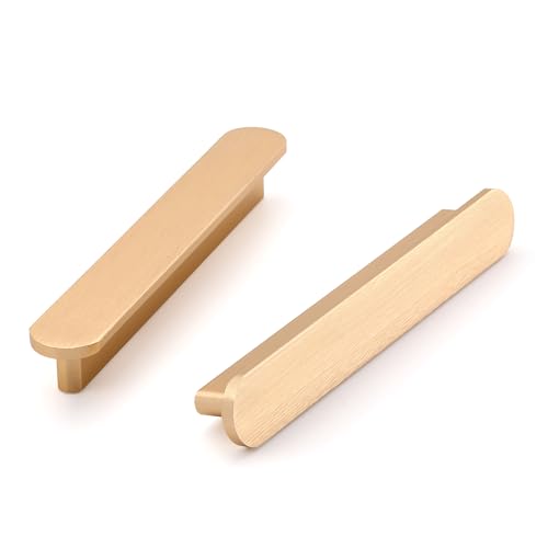 Ndjiloik Lot de 6 Poignee de Meuble Cuisine Poignées de placard Dorée Brossé Poignée Porte Cabinet avec Vis, pour Bureaux, Tiroirs, Armoires, Placard...