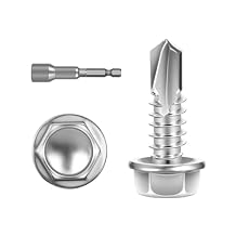 #12 x 3/4" 150 PCS Sheet Metal Screws, Hex Washer Head Self Drilling Screw, 410 Stainless Steel Flanged Fast Self Tapping Screws