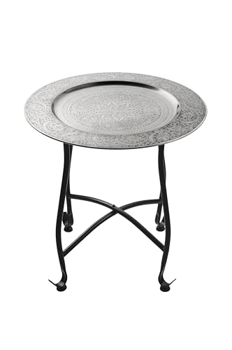 Petite Table Basse Orientale Pliante en métal Sule 40cm Ronde | Table de Chevet Marocaine | Guéridon Pliant Table d'appoint démontable | Décoration de...