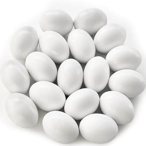 18 PCS Wooden Fake Chicken Eggs White Wood Nest Egg Faux Egg for Crafts Nesting Box Easter DIY Help Hens Lay Eggs