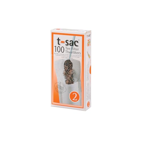 T-Sac Tea Filter Bags, Disposable Tea Infuser, Number 2-Size, 2 to 4-Cup Capacity, Set of 100