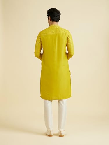 Ensemble Kurta pyjama homme en viscose vert de qualité premium Manyavar