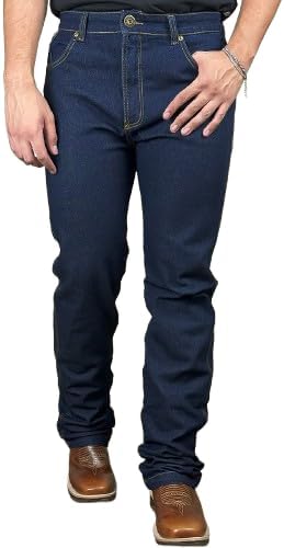 Calca Country Jeans Masculina Peão Rodeio Agro Pura Raça Tradicional Rodeio Cavalgada Elastano Barra Larga