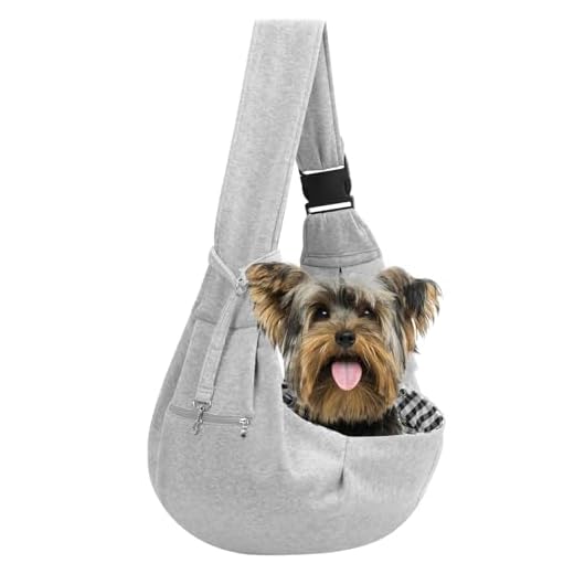 Adjustable Dog Carrier Sling - Hand-Free Dog Carriers for Small Dogs and Cats, Puppy Sling Carrier with Zipper Purse Pocket, Travel Safety Harness, Puppy Essentials (Gray)