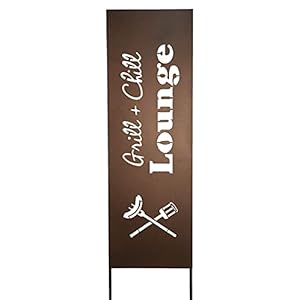 Schild Spruchtafel Gartenschild Edelrost rostige Gartendeko 115cm Edelrost (Grill & Chill Pulver beschichtet)