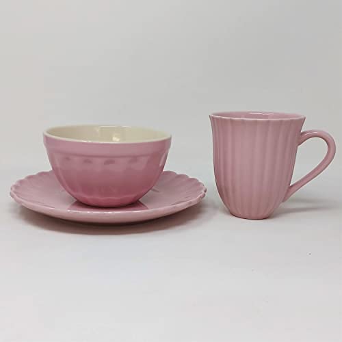 CREAFLOR HOME 3tlg Kombiset, Frühstücksset MYNTE English Rose rosa Ib Laursen