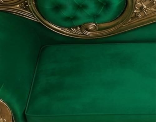 Image of Victorian Style Chaise Lounge, Tufted Cream Upholstery, Mahogany Wood Frame, Classic Living Room Furniture (Green)