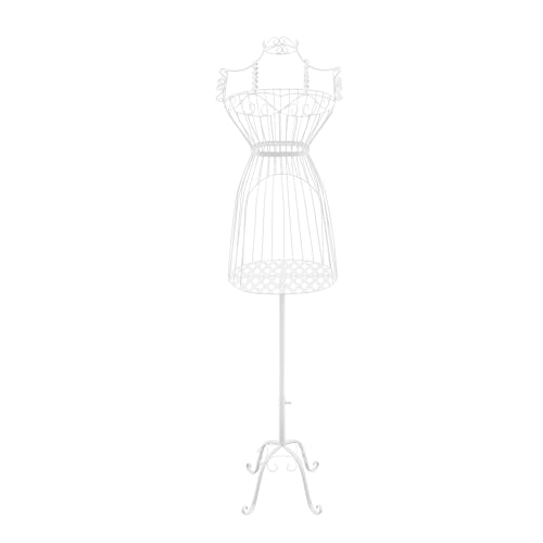 Female Wire Dress Form White Metal Mannequin with Stand for Women Garment Rack Form Dress Display Stand for Clothing Store Retail Home Decor