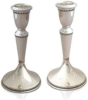 Mid-size Classic looking Shabbat Candlesticks made of handmade sterling silver with filigree decoration Jewish Wedding gift, Nadav Art