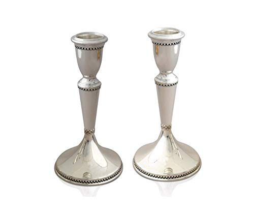 Mid-size Classic looking Shabbat Candlesticks made of handmade sterling silver with filigree decoration Jewish Wedding gift, Nadav Art