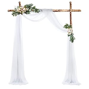 Pomeloone Hochzeit Vorhang Hochzeitsbogen, Weiß Chiffon Stoff Querbehang Deko Gardinen Vorhang, Hochzeitsbogen Gardinen…
