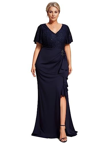 Robe mère du marié bleu marine chic pour grand mariage et cérémonie