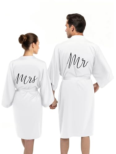 AW BRIDAL Mr and Mrs Satin Robes for Couples Set