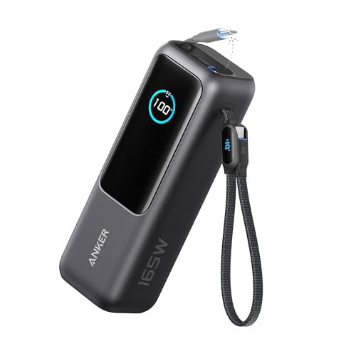 Anker Laptop Power Bank, 25,000mAh Portable Charger with Triple 100W USB-C Ports for Multi-Device Charging, Built-In and Retractable Cables, For iPhone 17/16/15 Series, Samsung (Charger not