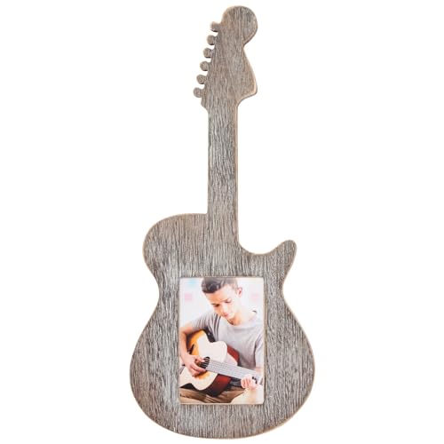 Juvale Guitar Shaped Wooden Photo Frame for 3 x 5 Inch Photos (15.8 x 7 x 0.6 Inches)
