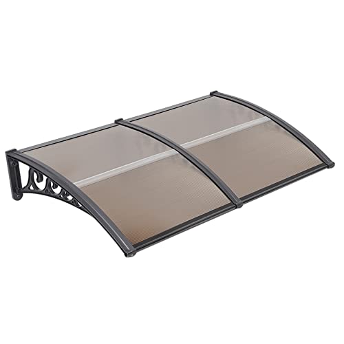 Toldo Puerta, Toldo Ventana Lluvia Nieve Refugio Frente Porche Sombra Exterior, Techo terraza, Entrada Marquesa Solar Puerta Anti-Suelo Refugio Protección Policarbonato,100*200 cm marrón