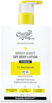 Chemist At Play Bright Boost SPF Body Lotion | With 5% Niacinamide & SPF 50+ PA++++ | 24 hours moisturization | Lightweight & Non-Greasy Formula | 236ml