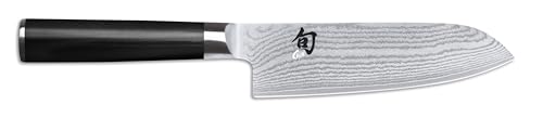 KAI Shun Classic kleines Santoku 14 cm Klingenlänge - First Touch - Damastmesser 32 Lagen VG MAX Kern - 61 (1) HRC - Pakkaholzgriff - Made in Japan - japanisches Kochmesser Küchenmesser geschmiedet