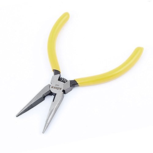 De plástico de color amarillo recubierto Mango de metal con resorte de los alicates de nariz de aguja Cover