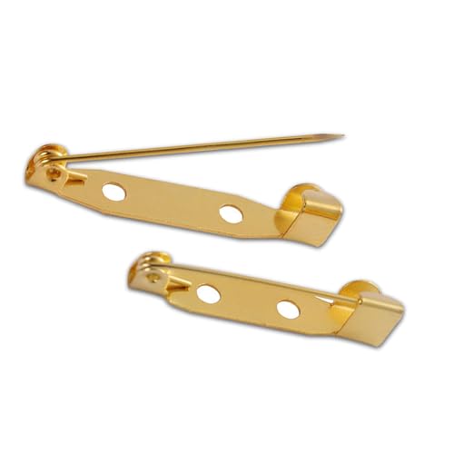 50 spille di sicurezza da 30 mm, con chiusura sul dorso dell'ago per carta d'identità, carte di nome, etichette fai da te, colore oro