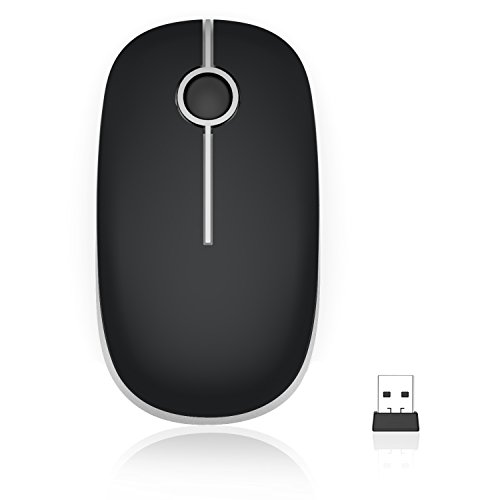 Image of VssoPlor Wireless Mouse, 2.4G Slim Portable Computer Laptop Mouse with Nano Receiver Quiet Silent Optical Mice for Notebook, PC, Laptop, Computer-Black and Silver