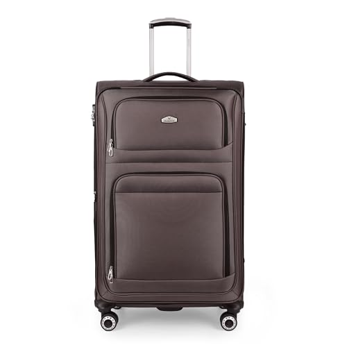 New York XPress 30'' Large Softside Suitcase,Expandable 15% Luggage,w/Double Spinner Wheels w/Combination LOCK,Lightweight Travel Suitcase for Travel（Coffee,30in）