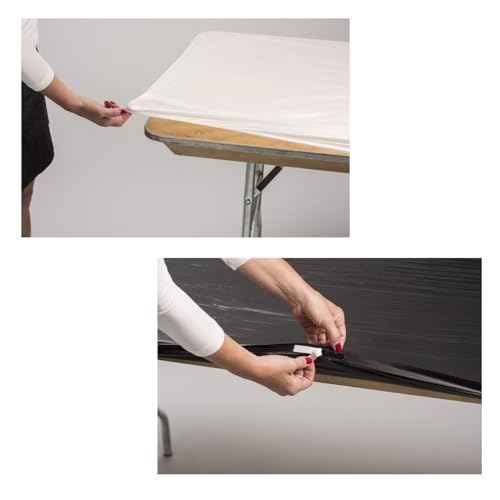Image of Kwik-Covers 6' Rectangle Plastic Table Covers 30 inch x 72 inch, Bundle of 5 (Royal Blue)