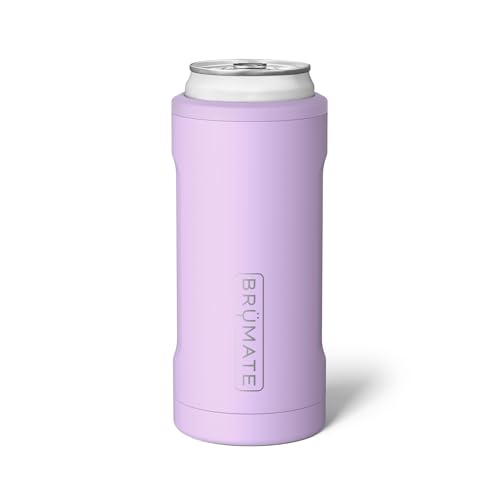 Image of BruMate Hopsulator Slim Can Cooler Insulated for 12oz Slim Cans | Skinny Can Insulated Stainless Steel Drink Holder for Hard Seltzer, Beer, Soda, and Energy Drinks (Lavender)