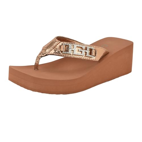 Guess Women's Elowen Wedge Sandal, Bronze 750, 11