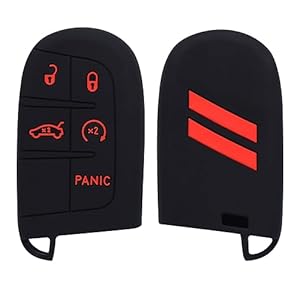 Key Fob Cover for Dodge Accessories 5 Button Key Fob Case Silicone Key Fob Cover Replacement Remote Control Key Fob Shell Fit for Dodge Challenger Charger Dart Durango Journey |Bright Red Design|