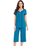 Hibshaby Women's Viscose Bamboo Pajama Set - Short Sleeve Top & Shorts With Pockets, Lounge Sleepwear