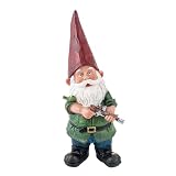 Alpine Corporation 11' Tall Outdoor Hunting Garden Gnome with Green Shirt Yard Statue, Multicolor