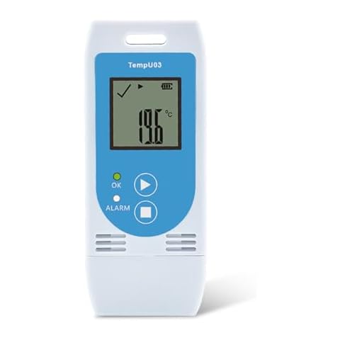 Tzone Temperature and Humidity Data Logger USB,Temp Recorder Reusable Humidity Logger with Auto PDF & CSV Reports,Digital Thermometer Logger 32000 Records with LED Alarm for Freezer Lab Food Storage Cover