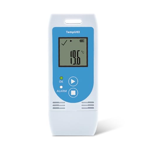 Tzone Reusable Temperature and Humidity Data Logger USB,Temp Recorder Humidity Logger with PDF&CSV Report,Digital Refrigerator Thermometer Hygrometer 32000 Recording for Lab Food Storage,LED Alarm