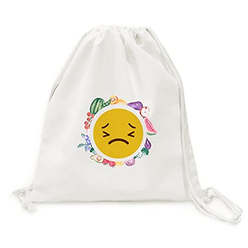 Sac en tissu pliable charmante illustration smiley jaune fruits légumes