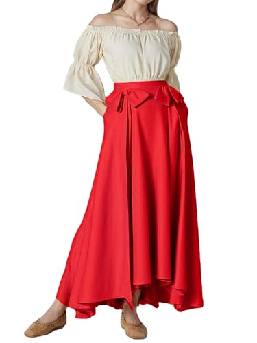 Women's High - Low Midi Skirt with Bow Detailing - Elegant Satin Flared Skirt2