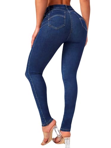 Colombian Jeans for Women Butt Lifting Button Side Curvy Skinny Jeans Slim Fit Stretchy High Waisted Denim Pants