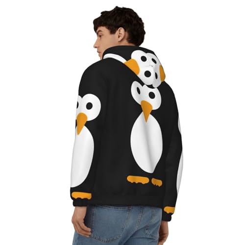 Sweat à capuche homme imprimé pingouin décontracté à manches longues