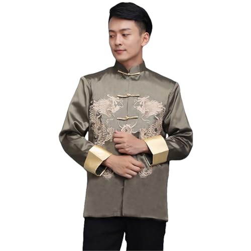 Tenue formelle homme style costume Tang vintage avec finitions haut de gamme brodées